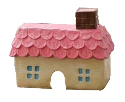 Set of 2 Lovely Emulational Pink Cabin Decorations Small Resin Ornaments