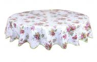 Elegant Flower Pattern Round Tablecloth Water Oil Resistant 180*180CM