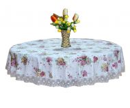 Elegant Flower Round Tablecloth Table Mat Water Oil Resistant Durable