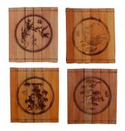 Set of 4 Durable Natural Bamboo Coasters Bamboo mats