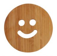 Set of 2 Lovely Smiling Face Bamboo Coasters Tablemat Round