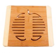 Set of 2 Lovely Apple Shape Bamboo Coasters Tablemats Pot holder