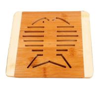 Set of 2 Lovely Creative Fish Shape Bamboo Coasters Tablemats