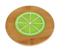 Set of 2 Lovely Lemon Bamboo Coasters Bowl Pad Tablemats