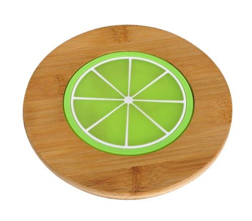 Set of 2 Lovely Lemon Bamboo Coasters Bowl Pad Tablemats