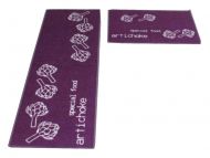 Set of 2 Elegant Pattern Kitchen Mat Bibulous And Skidproof Room Mat Purple