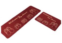 Set of 2 Durable Cartoon Kitchen Mat Room Mat Bibulous And Skidproof,Red